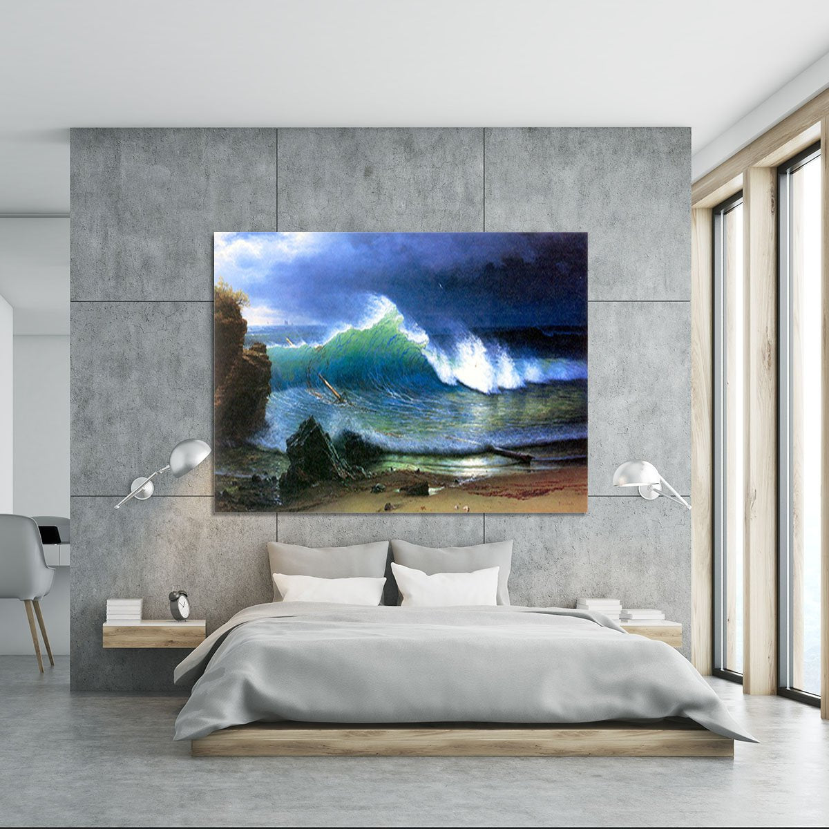 The coast of the Turquoise sea by Bierstadt Canvas Print or Poster