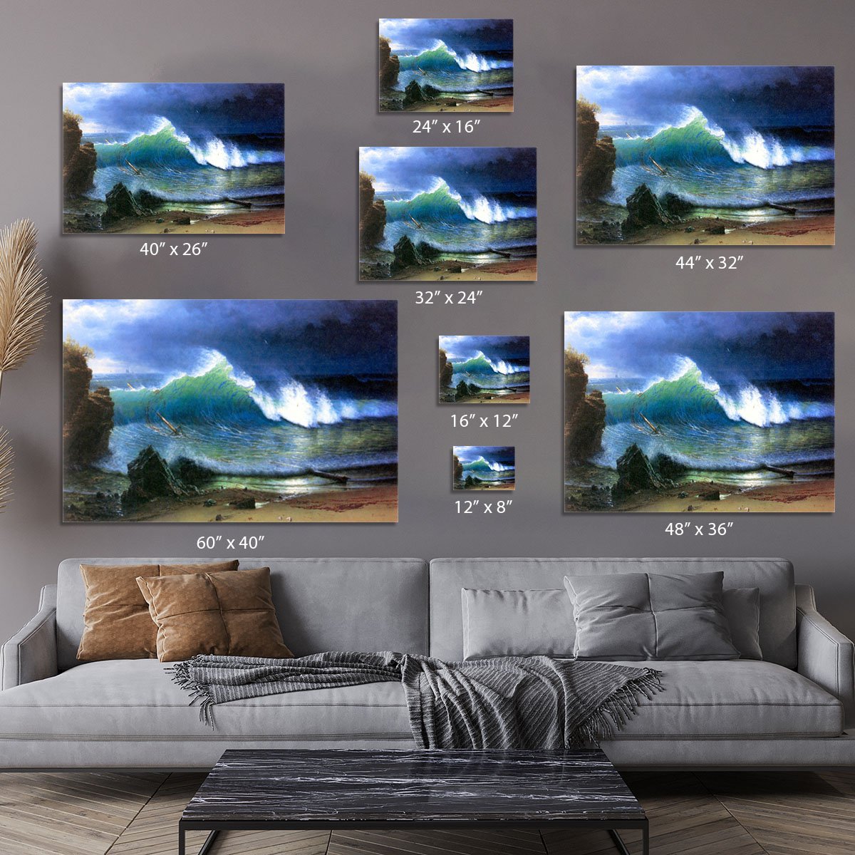 The coast of the Turquoise sea by Bierstadt Canvas Print or Poster
