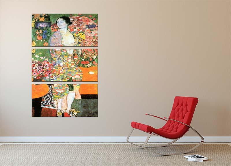 The dancer by Klimt 3 Split Panel Canvas Print - Canvas Art Rocks - 2
