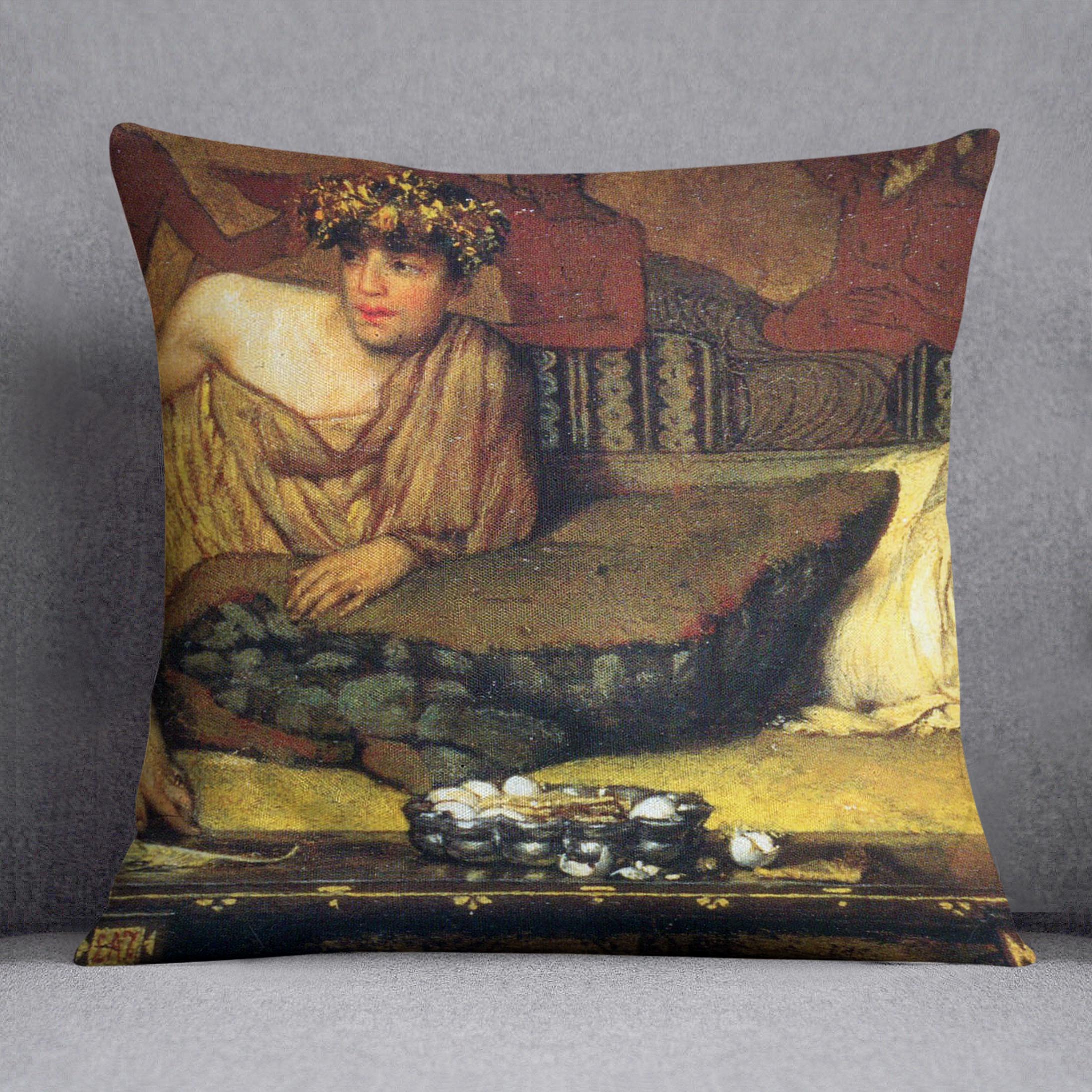 The dinner Greek detail by Alma Tadema Cushion - Canvas Art Rocks - 1