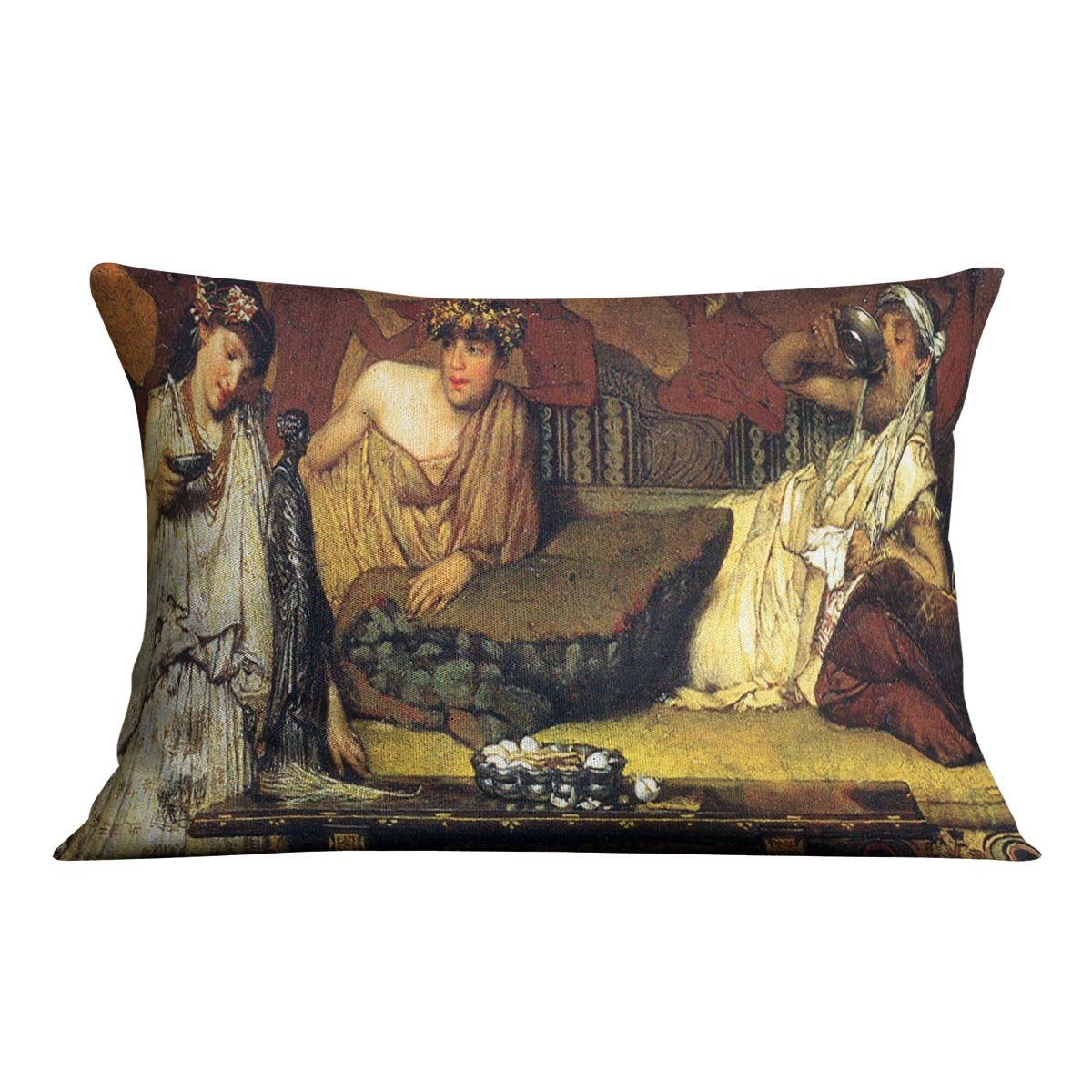 The dinner Greek detail by Alma Tadema Cushion - Canvas Art Rocks - 4