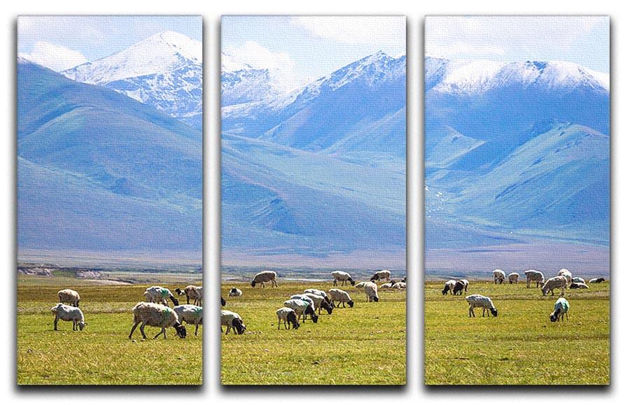 The flock under the snow mountain 3 Split Panel Canvas Print - Canvas Art Rocks - 1