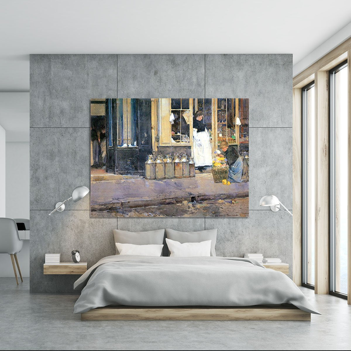 The flower girls and the milk vendor by Hassam Canvas Print or Poster