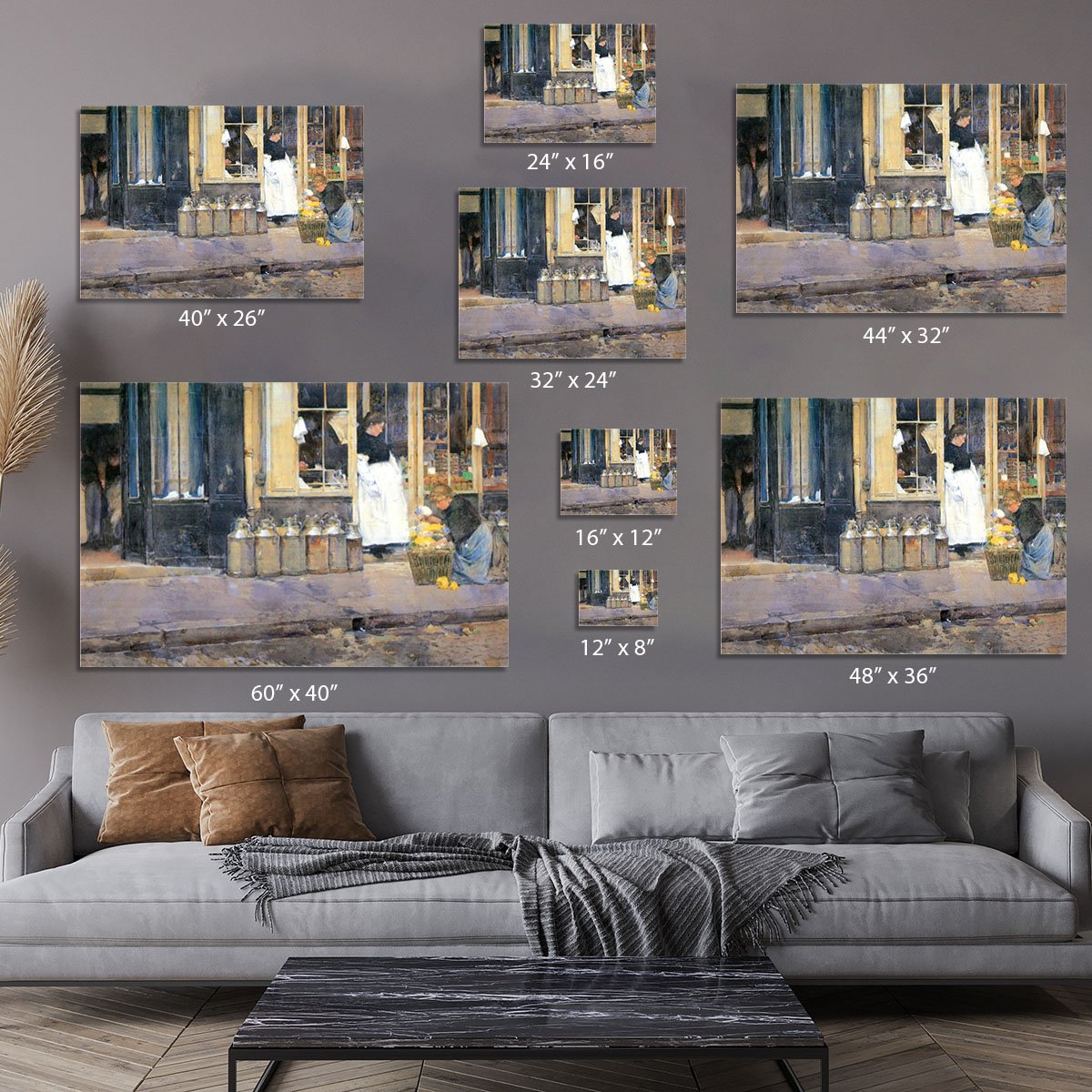 The flower girls and the milk vendor by Hassam Canvas Print or Poster