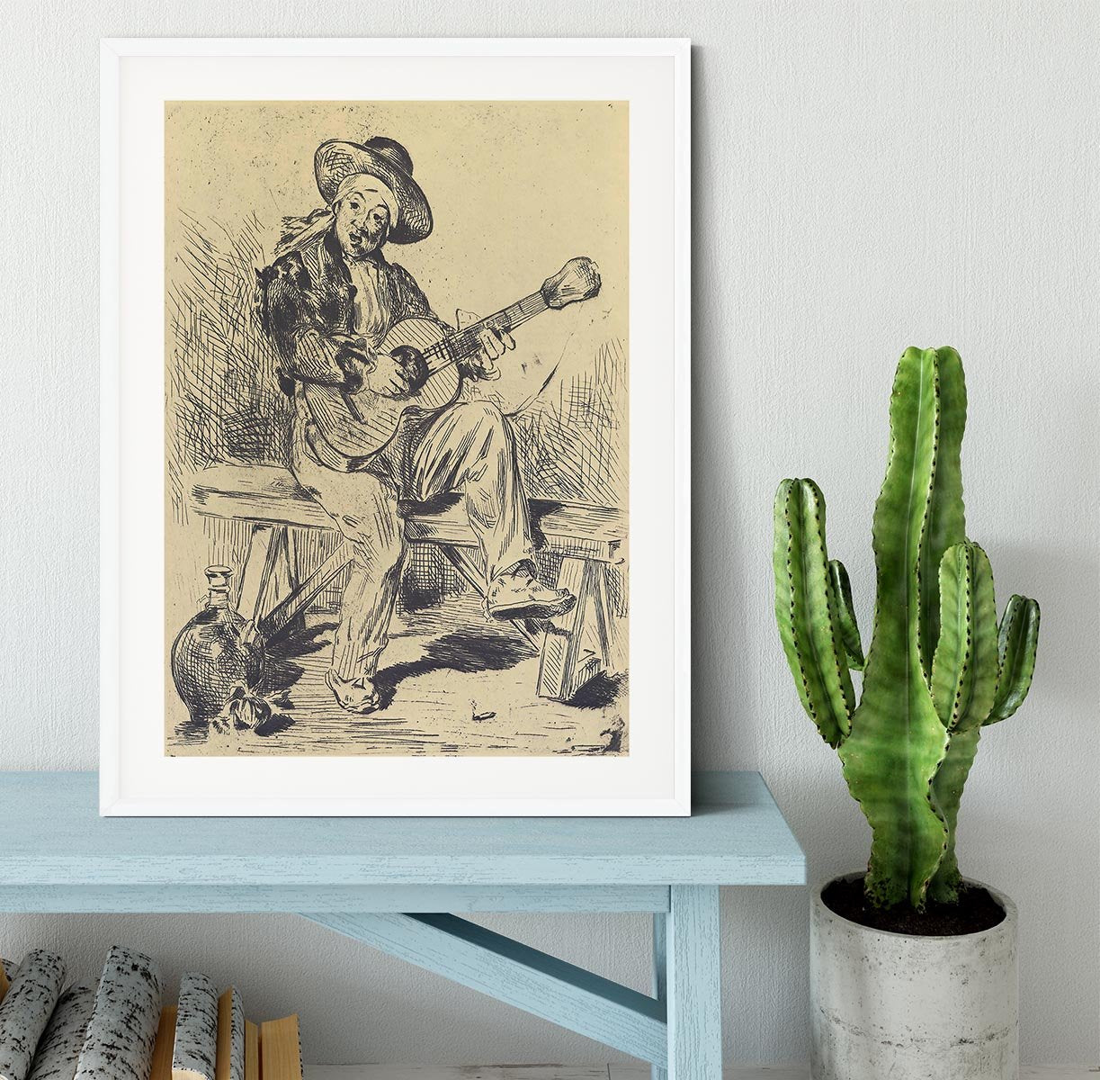 The guitar Player by Manet Framed Print - Canvas Art Rocks - 5