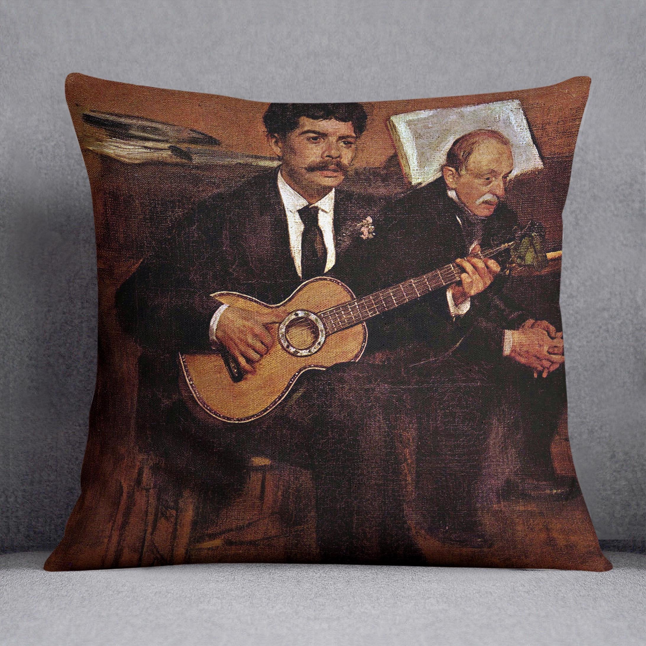 The guitarist Pagans and Monsieur Degas by Manet Throw Pillow