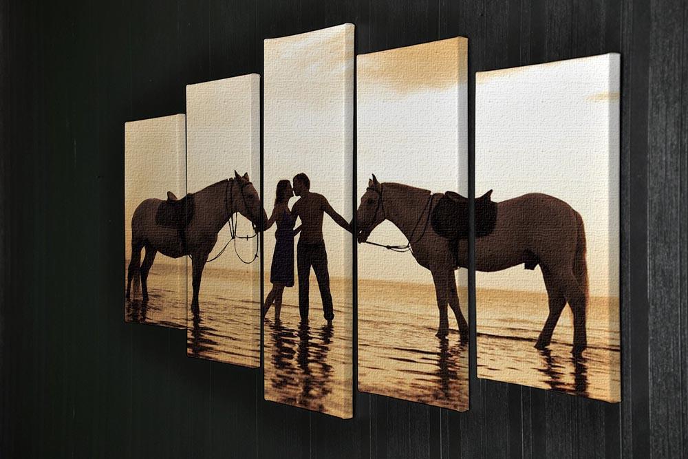 The image of a couple in love at sunset in the sea 5 Split Panel Canvas - Canvas Art Rocks - 2