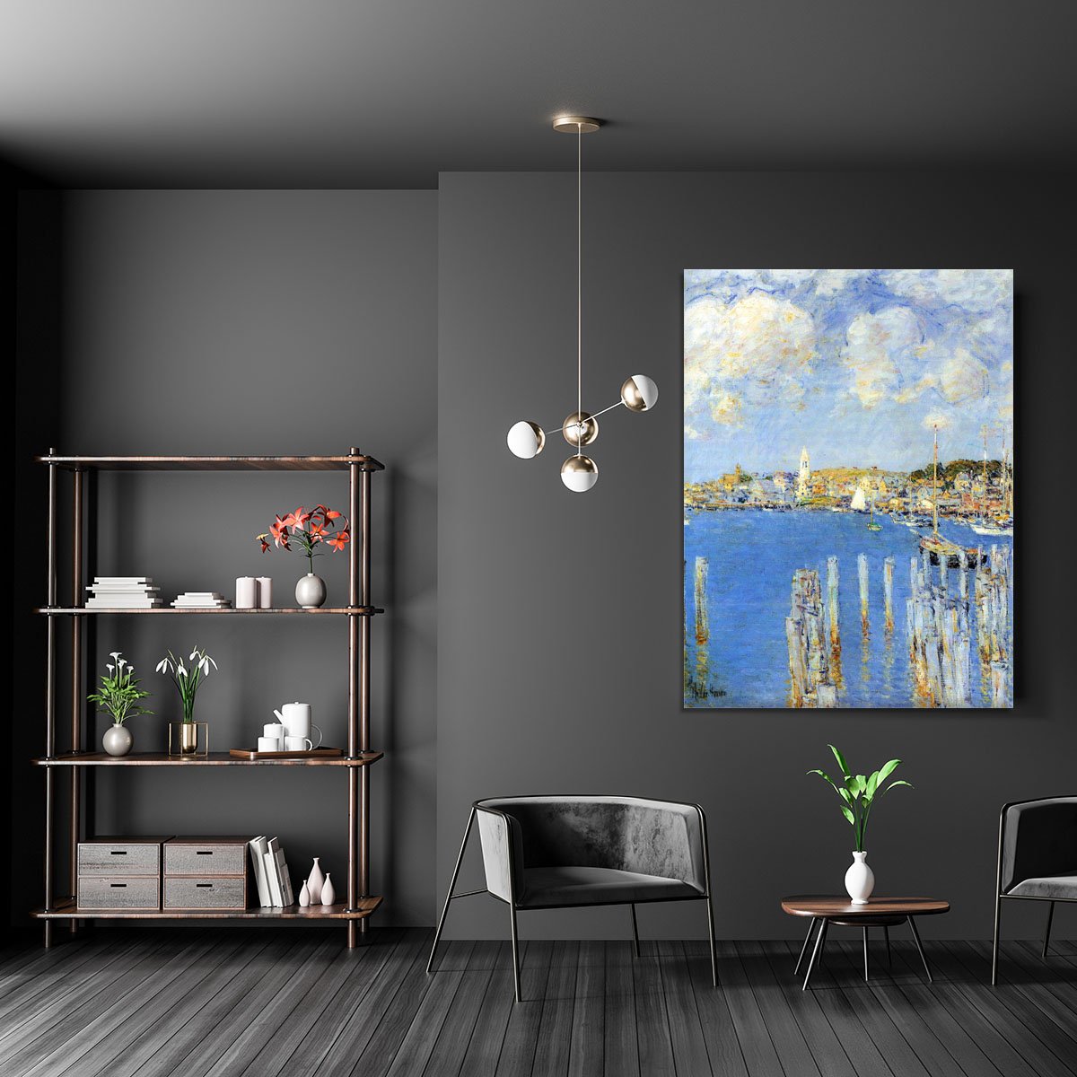 The inland port of Gloucester by Hassam Canvas Print or Poster