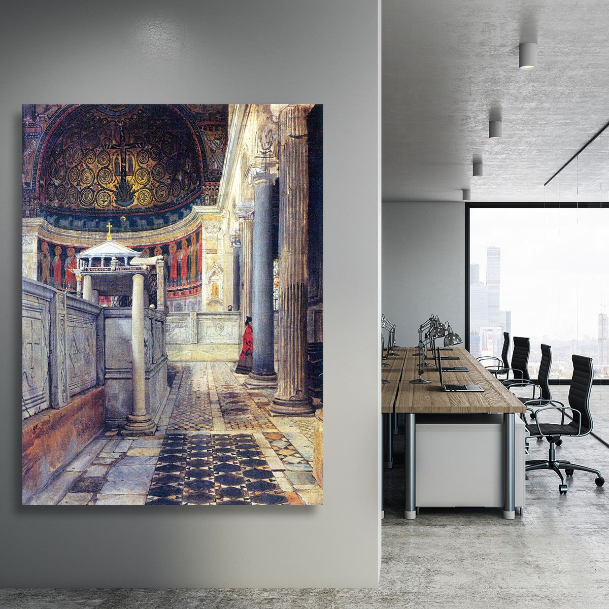 The interior of the church of San Clemente Rome by Alma Tadema Canvas Print or Poster