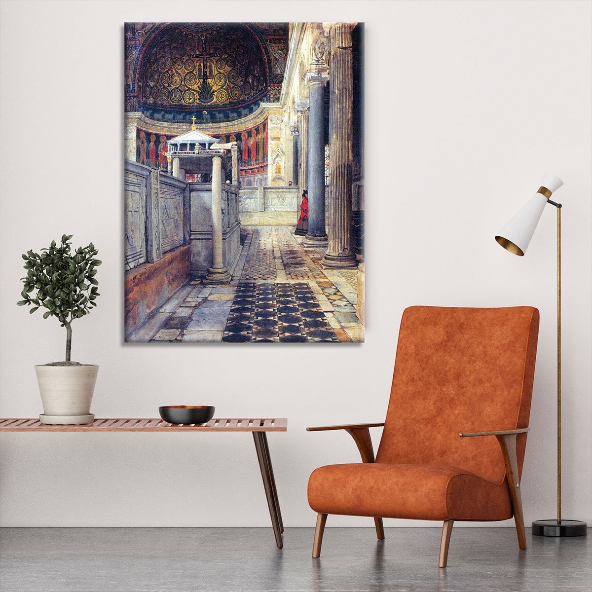 The interior of the church of San Clemente Rome by Alma Tadema Canvas Print or Poster