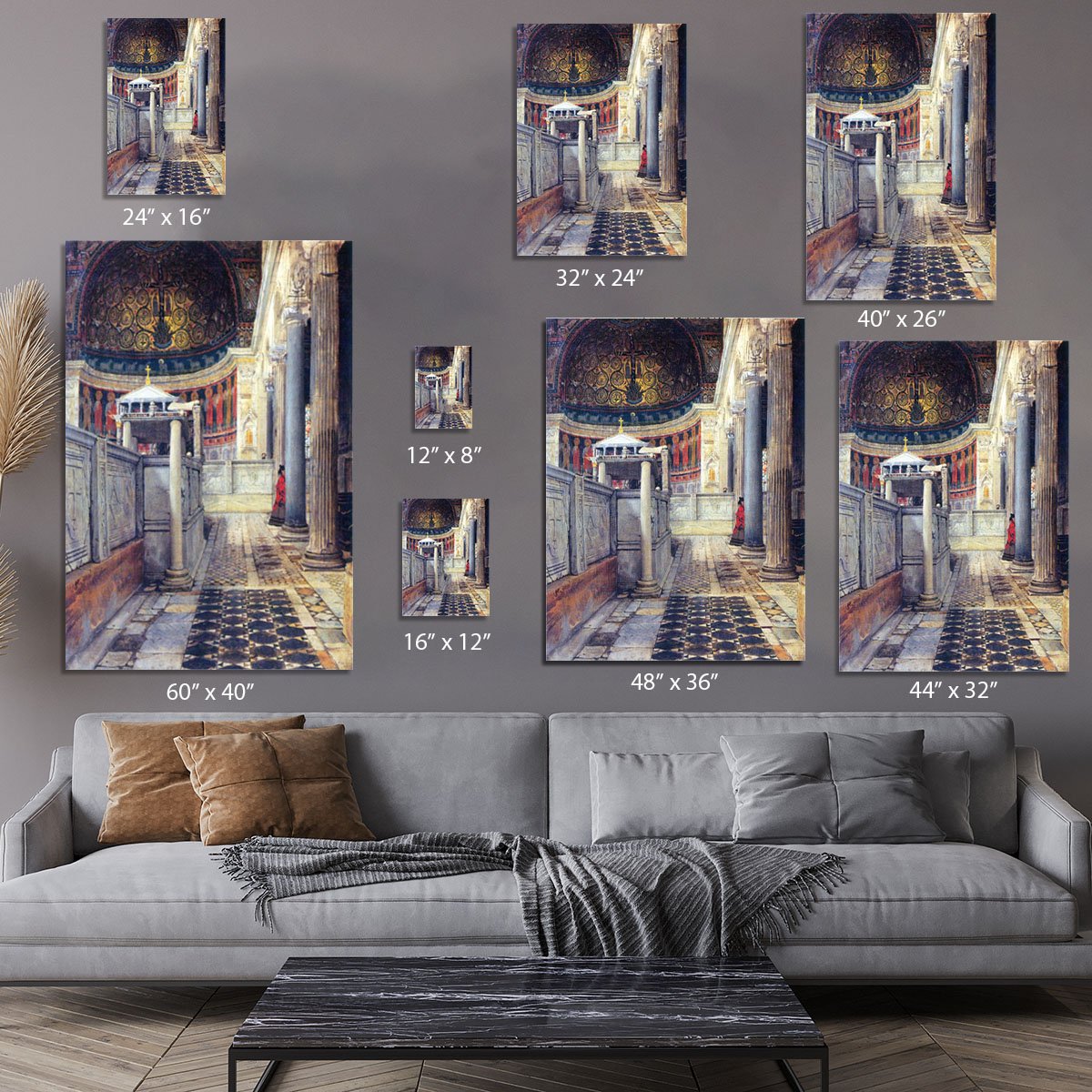 The interior of the church of San Clemente Rome by Alma Tadema Canvas Print or Poster