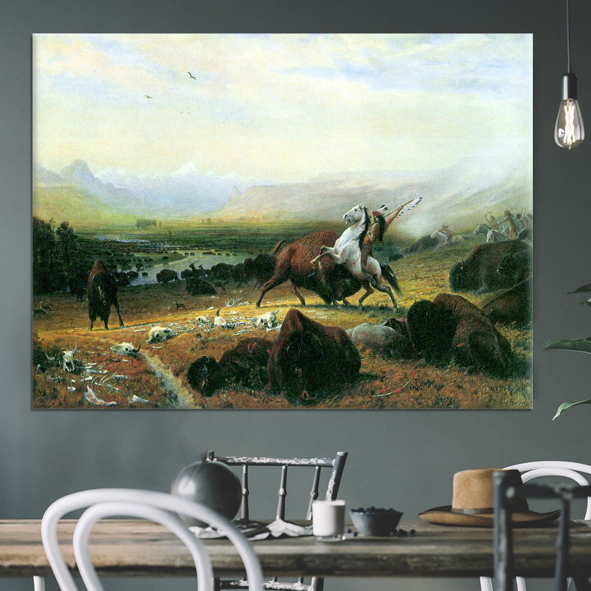 The last Buffalo by Bierstadt Canvas Print or Poster