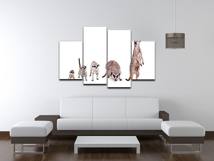 The meerkats on white 4 Split Panel Canvas - Canvas Art Rocks - 3
