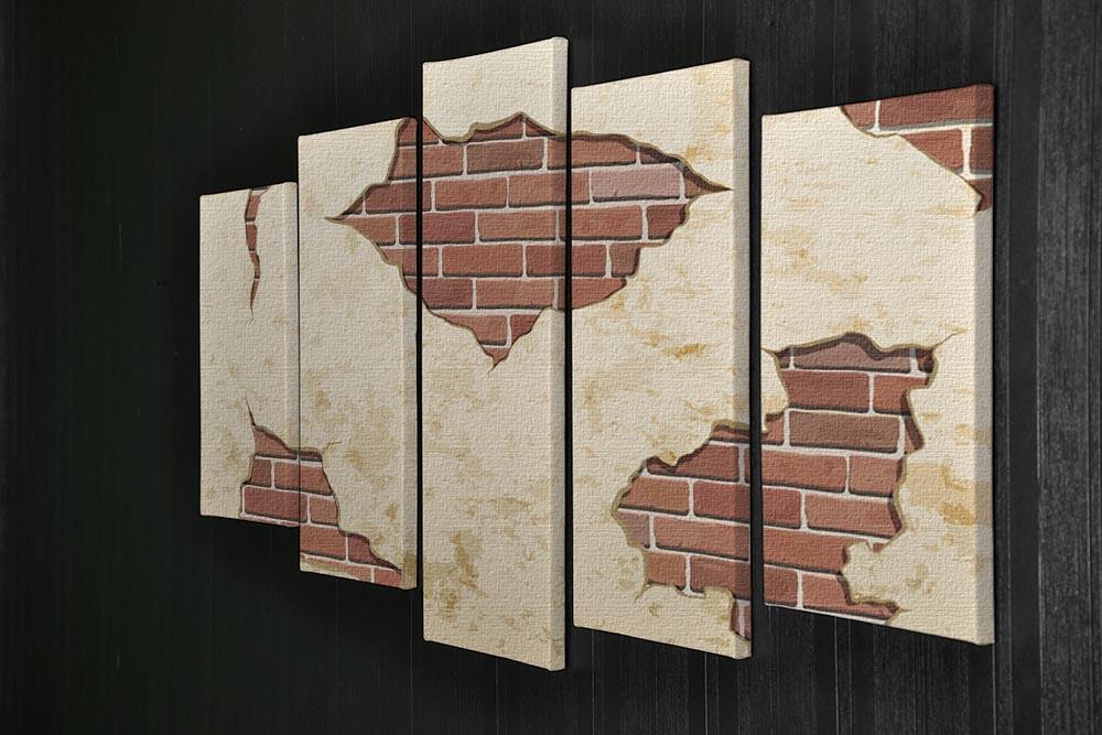 The old shabby concrete and brick cracks 5 Split Panel Canvas - Canvas Art Rocks - 2