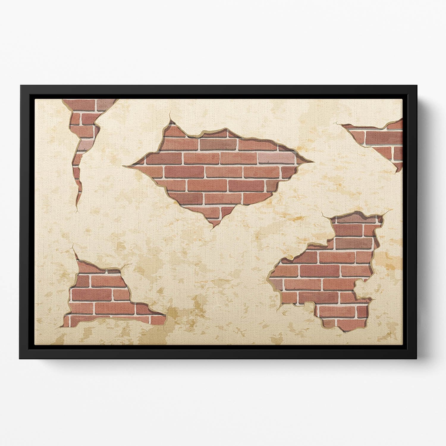 The old shabby concrete and brick cracks Floating Framed Canvas