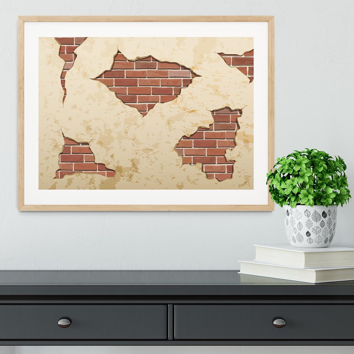The old shabby concrete and brick cracks Framed Print - Canvas Art Rocks - 3