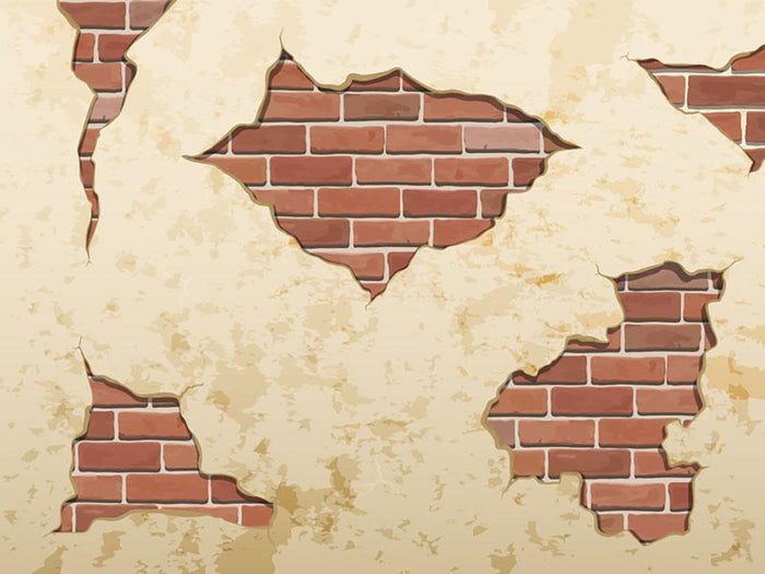 The old shabby concrete and brick cracks Wall Mural Wallpaper