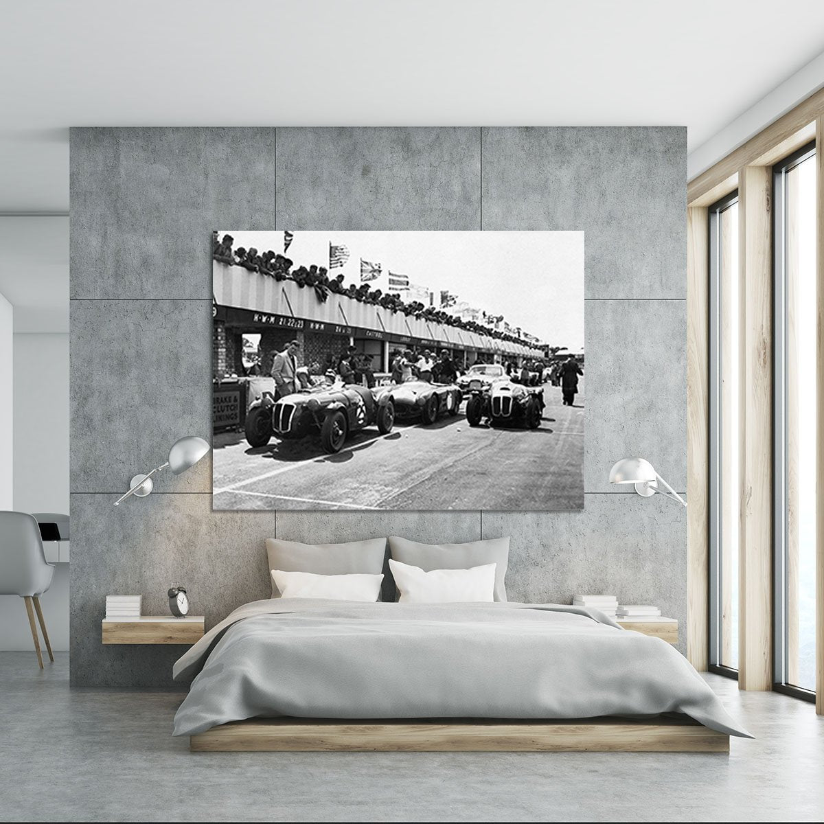The pit lane at the British Grand Prix at Silverstone in 1953 Canvas Print or Poster