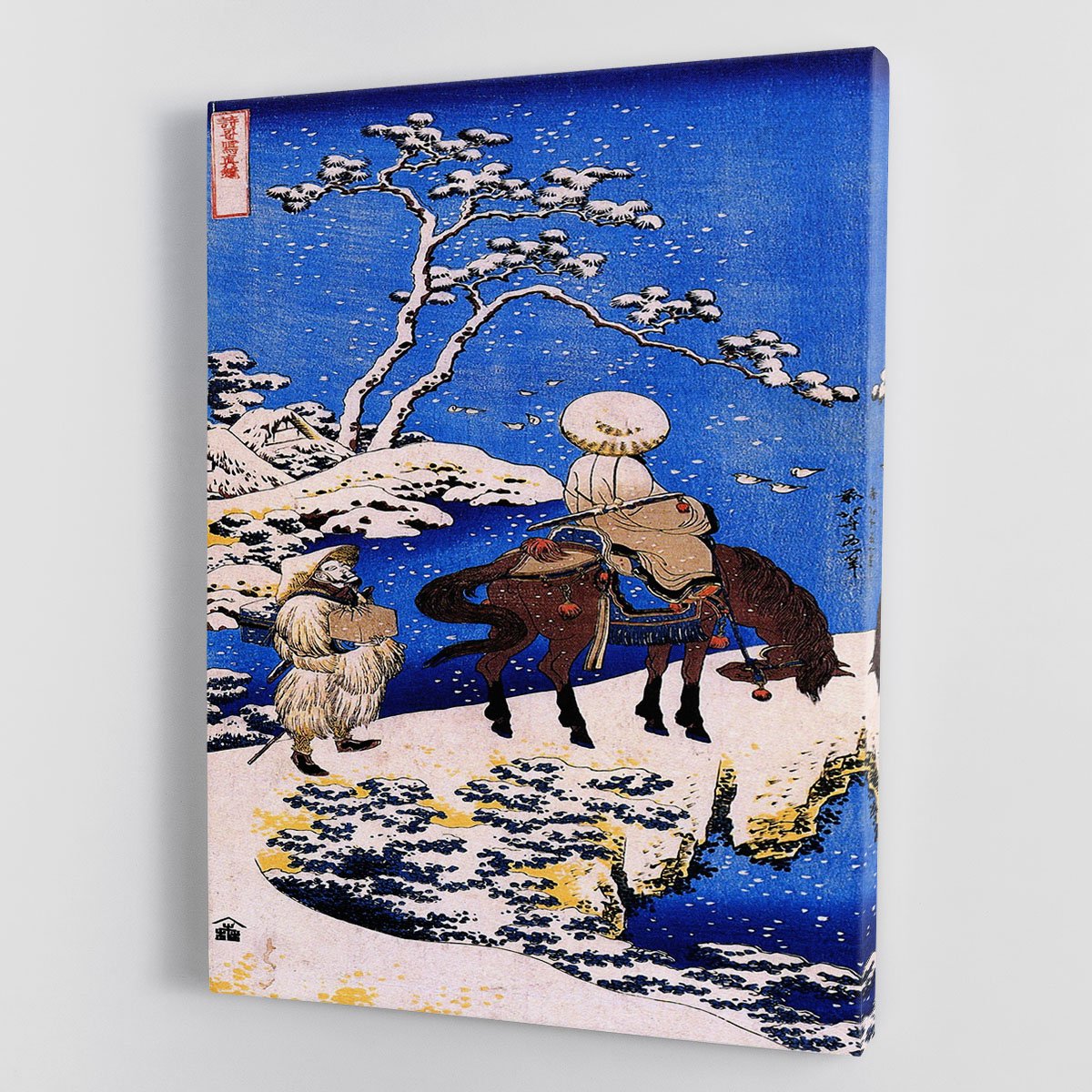 The poet Teba on a horse by Hokusai Canvas Print or Poster