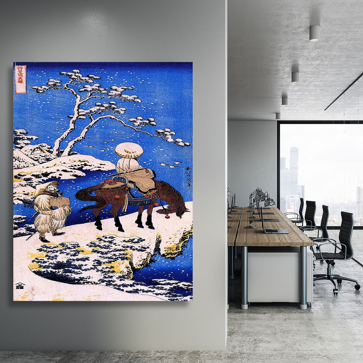 The poet Teba on a horse by Hokusai Canvas Print or Poster