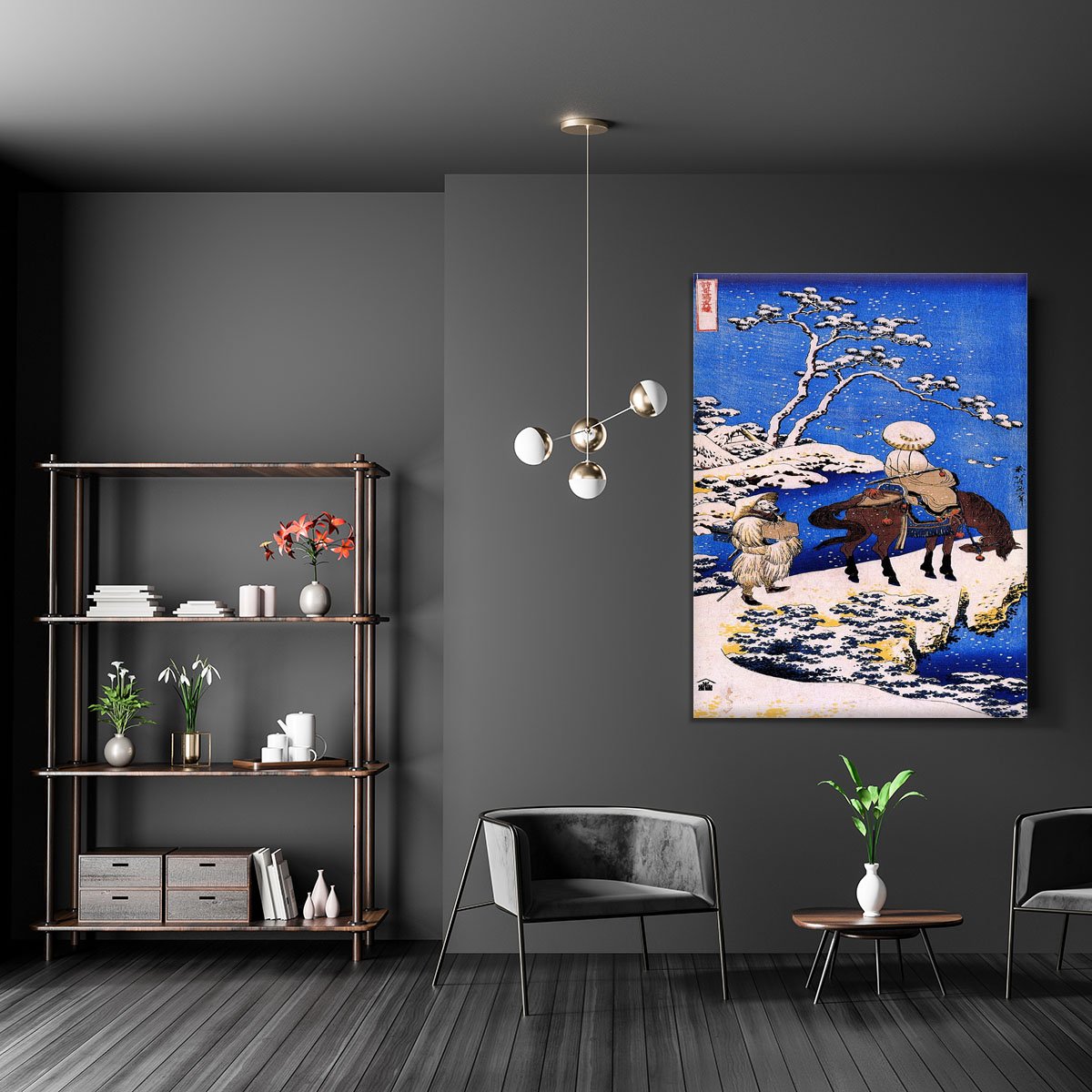 The poet Teba on a horse by Hokusai Canvas Print or Poster