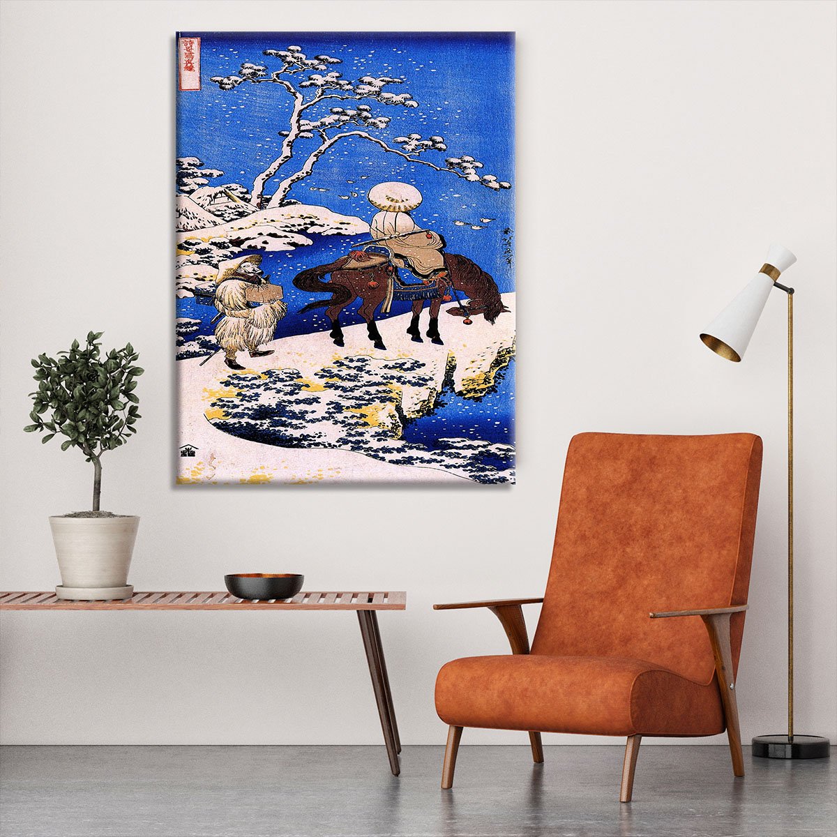 The poet Teba on a horse by Hokusai Canvas Print or Poster