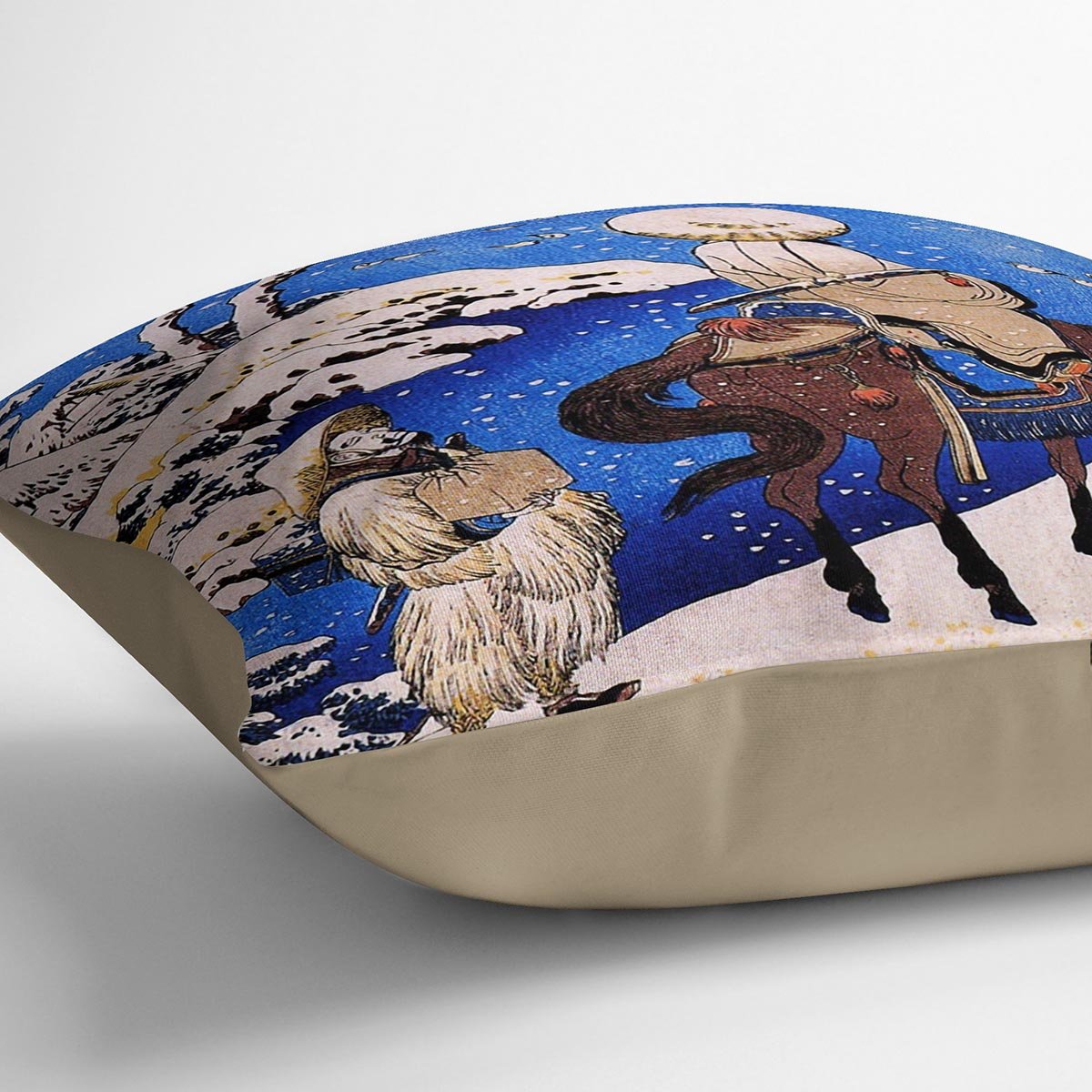 The poet Teba on a horse by Hokusai Throw Pillow