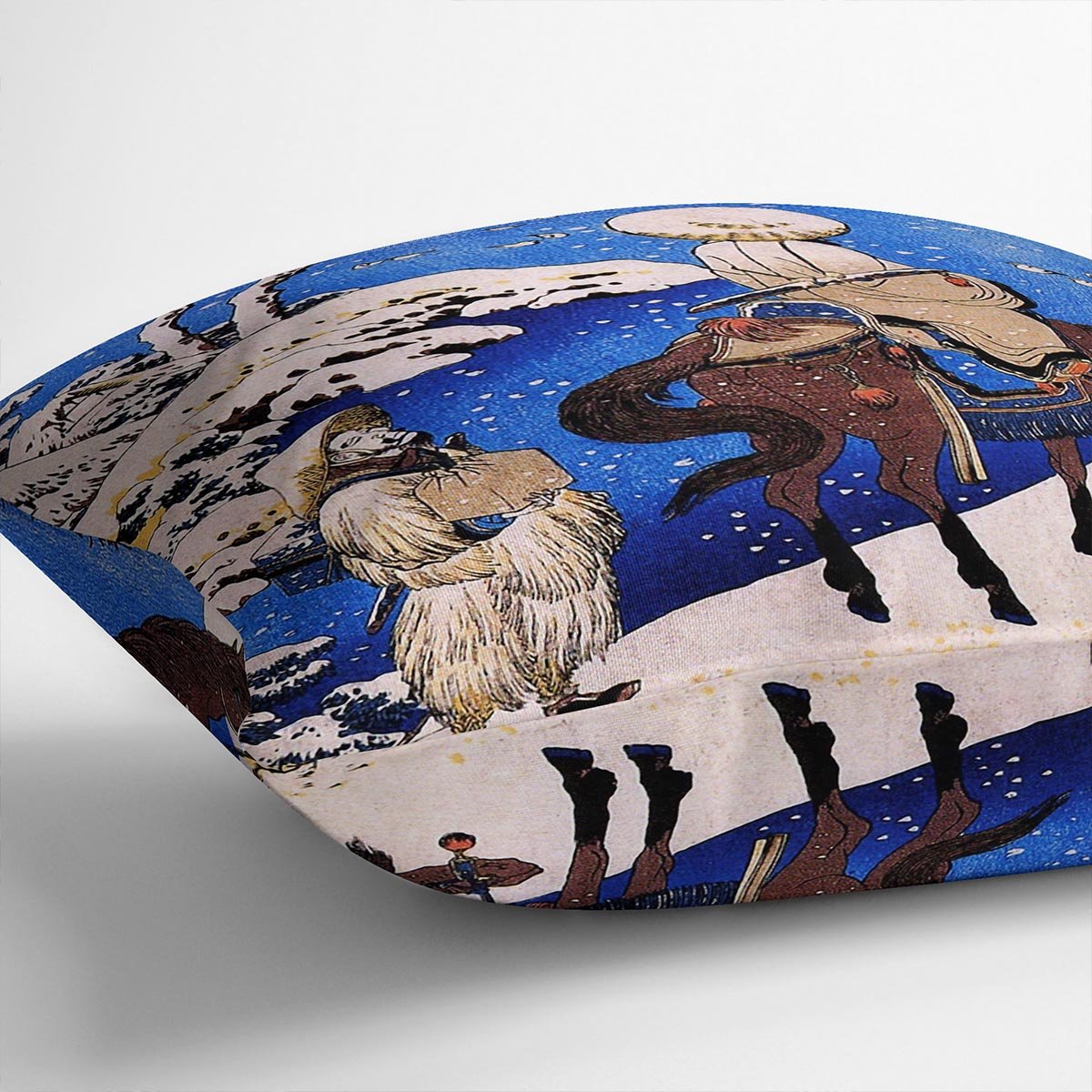 The poet Teba on a horse by Hokusai Throw Pillow