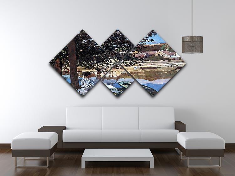 The river has burst its banks by Monet 4 Square Multi Panel Canvas - Canvas Art Rocks - 3