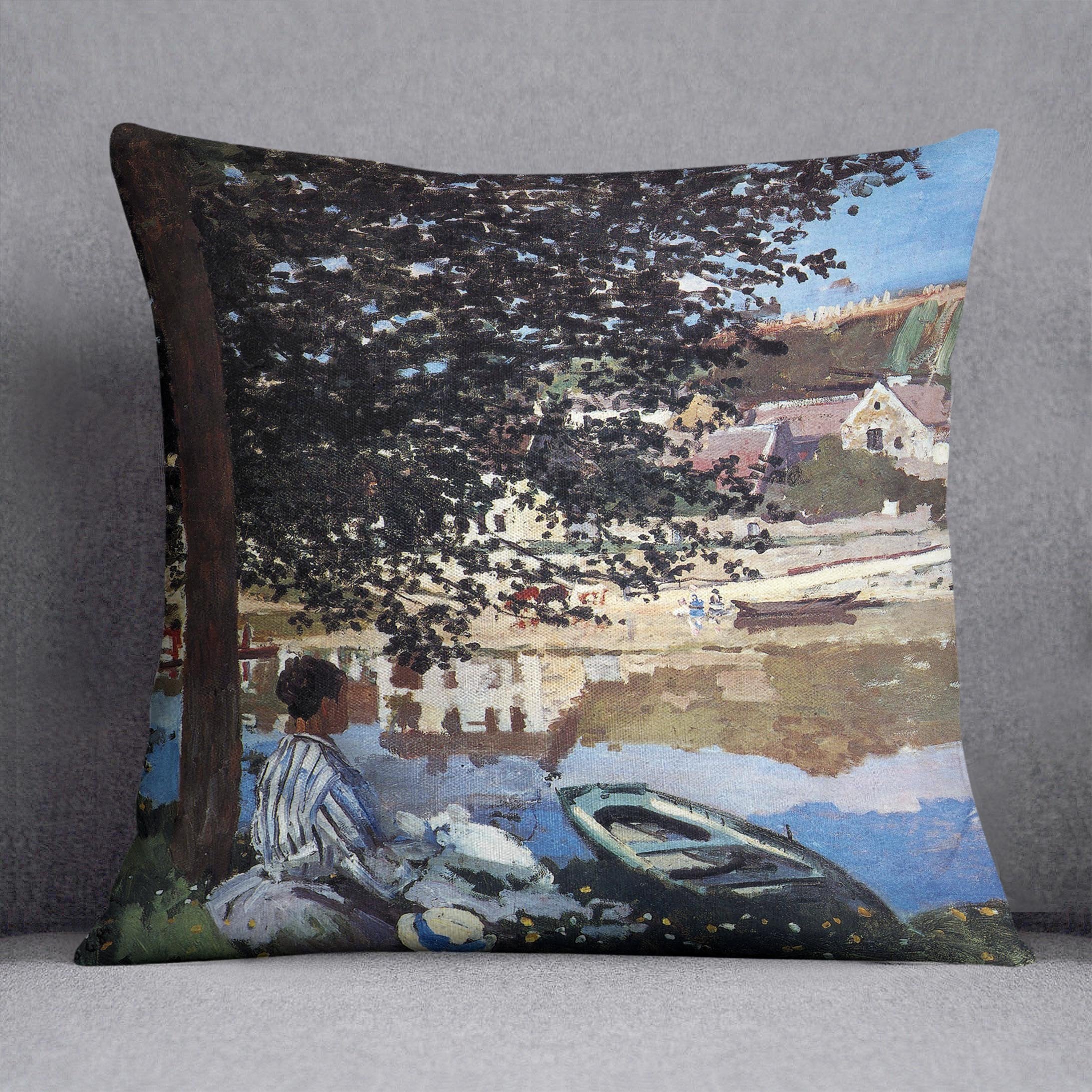The river has burst its banks by Monet Throw Pillow