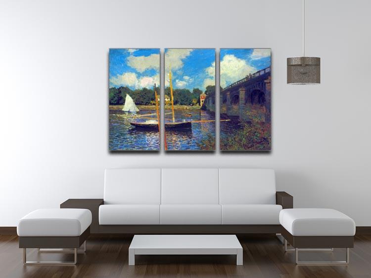 The road bridge Argenteuil by Monet Split Panel Canvas Print - Canvas Art Rocks - 4