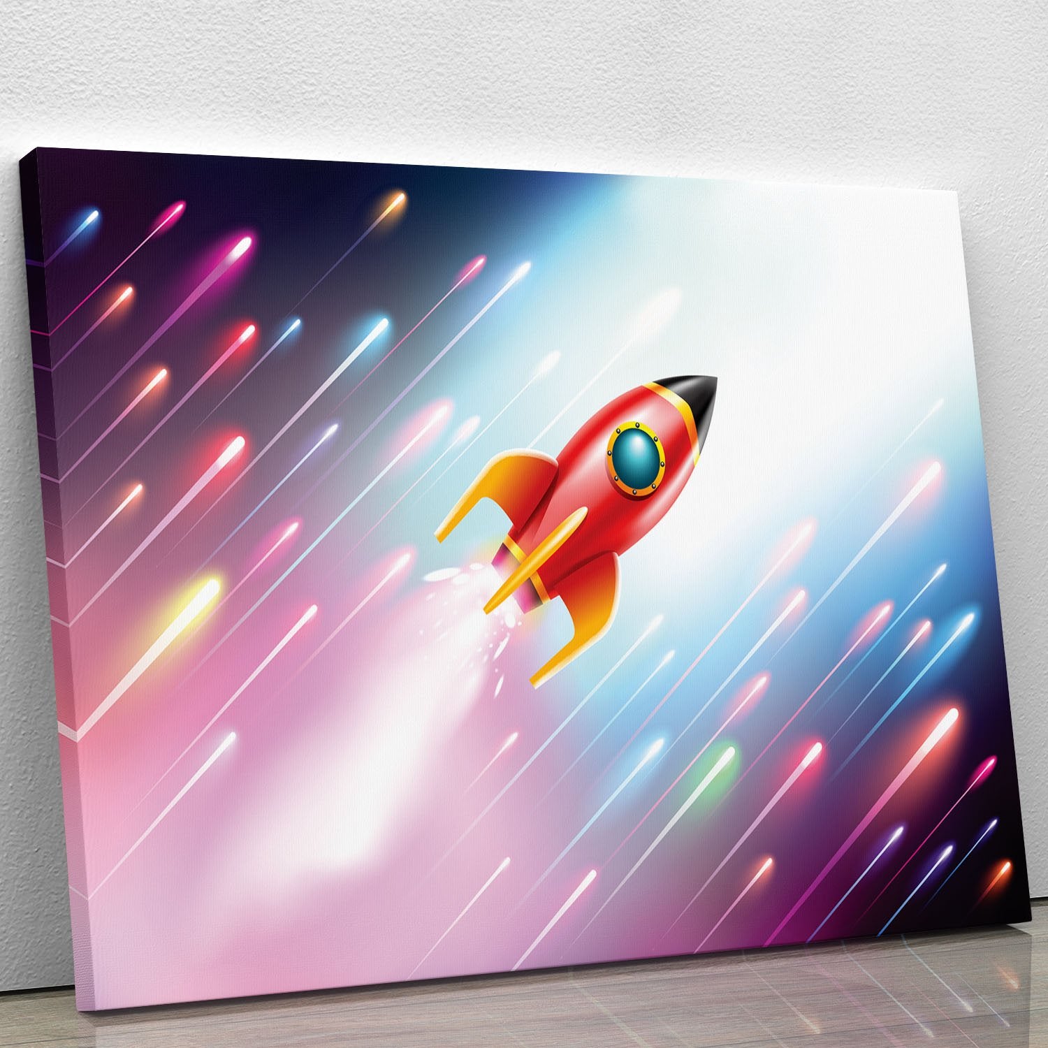 The rocket ship flying in the space Canvas Print or Poster
