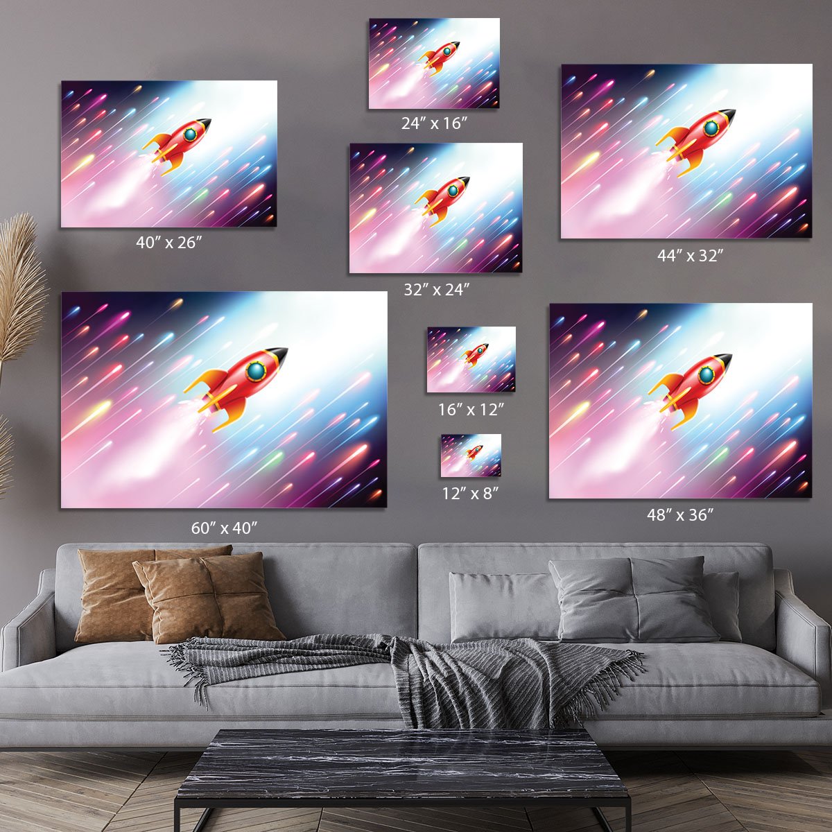 The rocket ship flying in the space Canvas Print or Poster