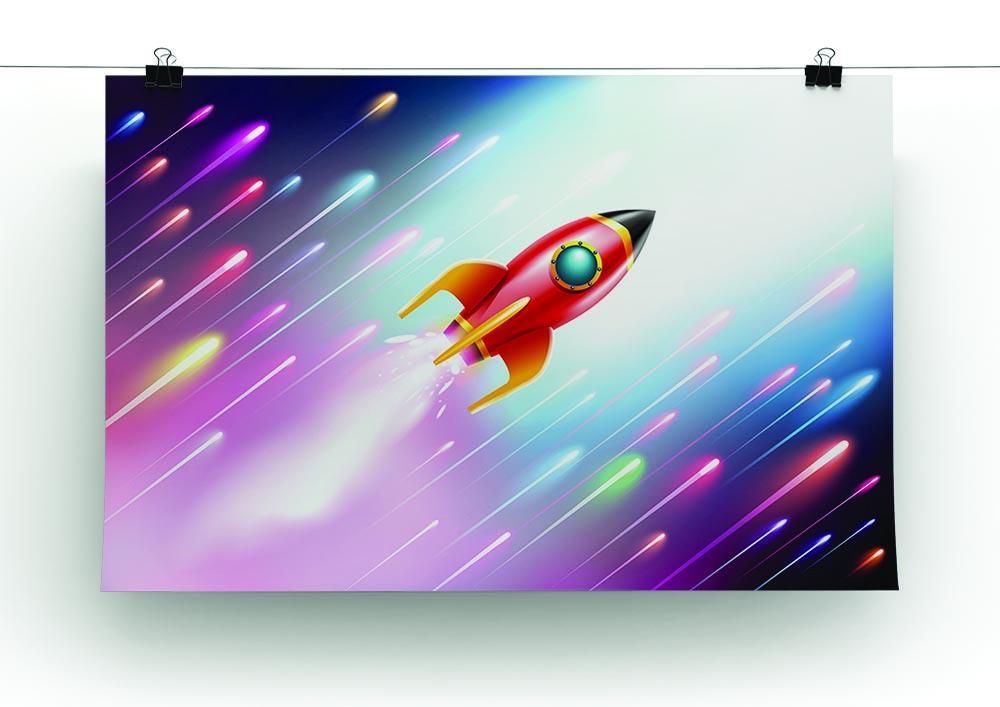 The rocket ship flying in the space Canvas Print or Poster - Canvas Art Rocks - 2