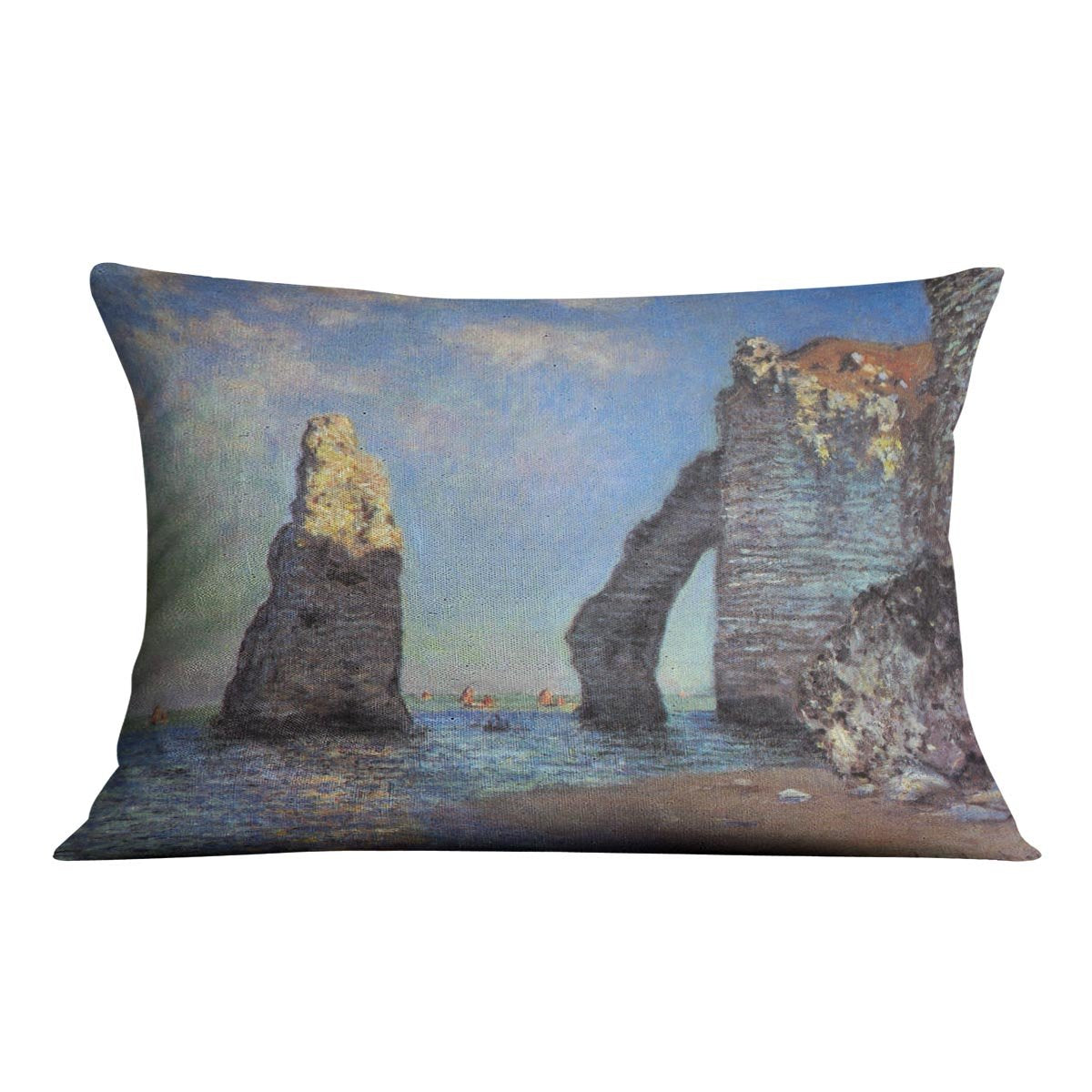 The rocky cliffs of etretat by Monet Throw Pillow