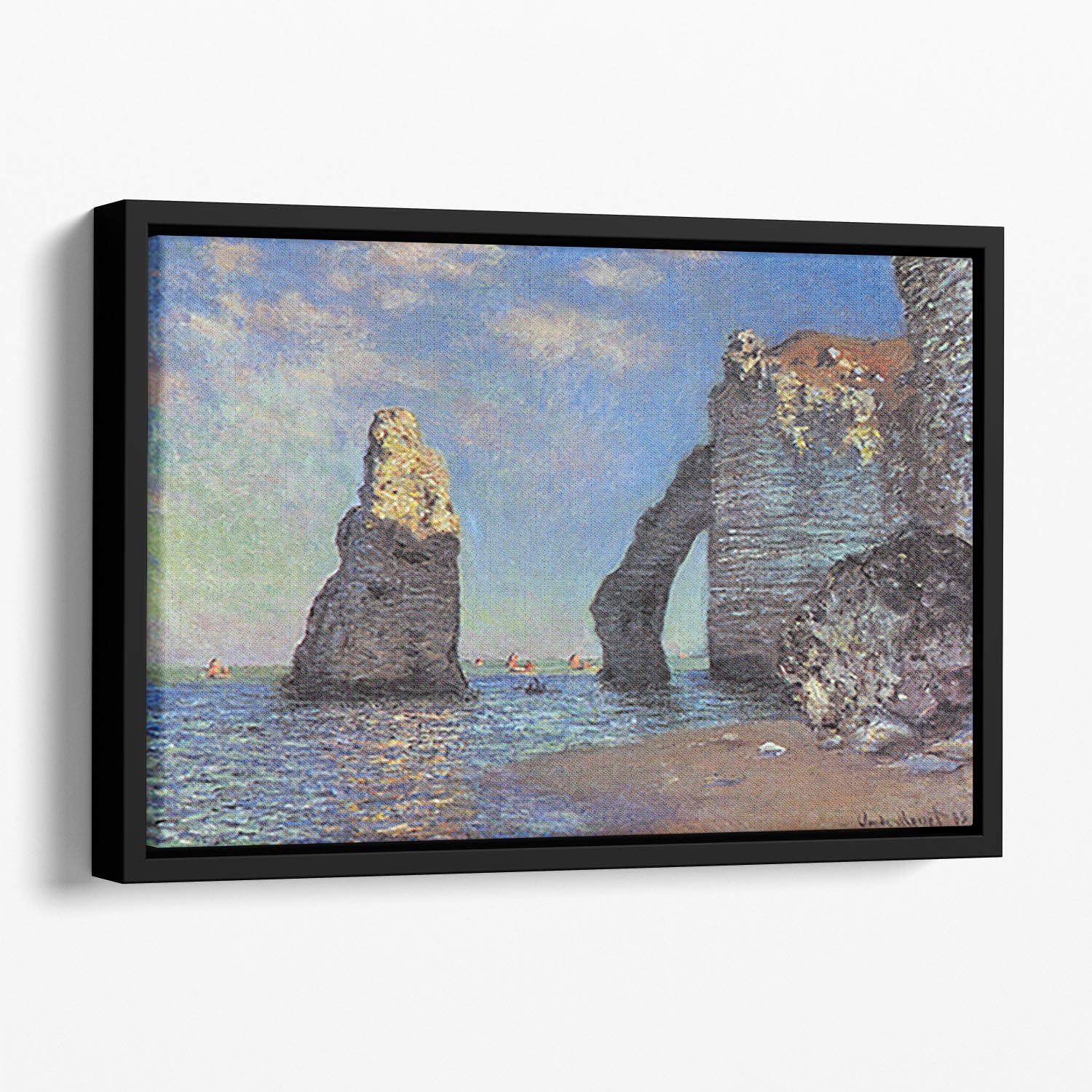 The rocky cliffs of etretat by Monet Floating Framed Canvas