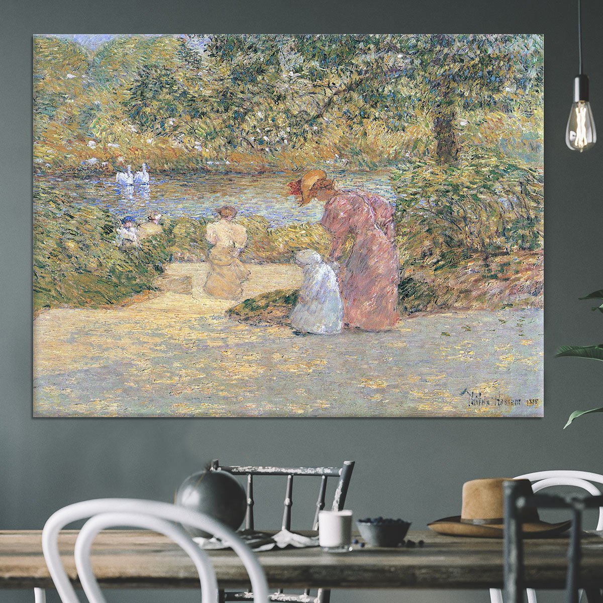 The staircase at Central Park by Hassam Canvas Print or Poster