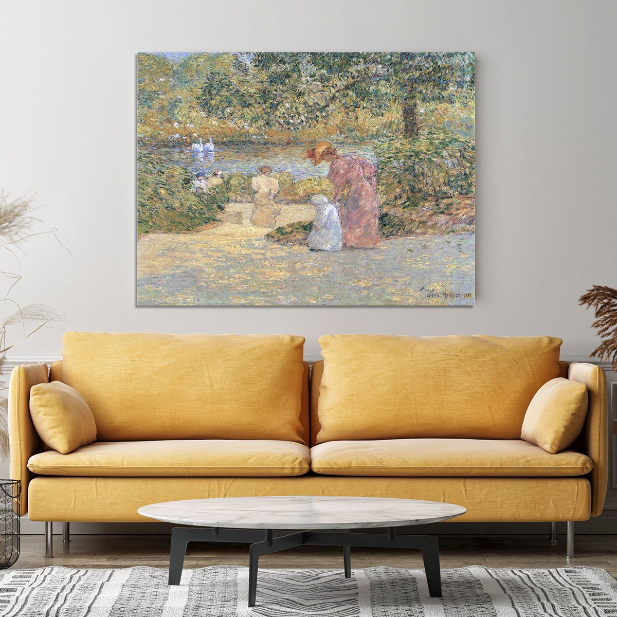 The staircase at Central Park by Hassam Canvas Print or Poster