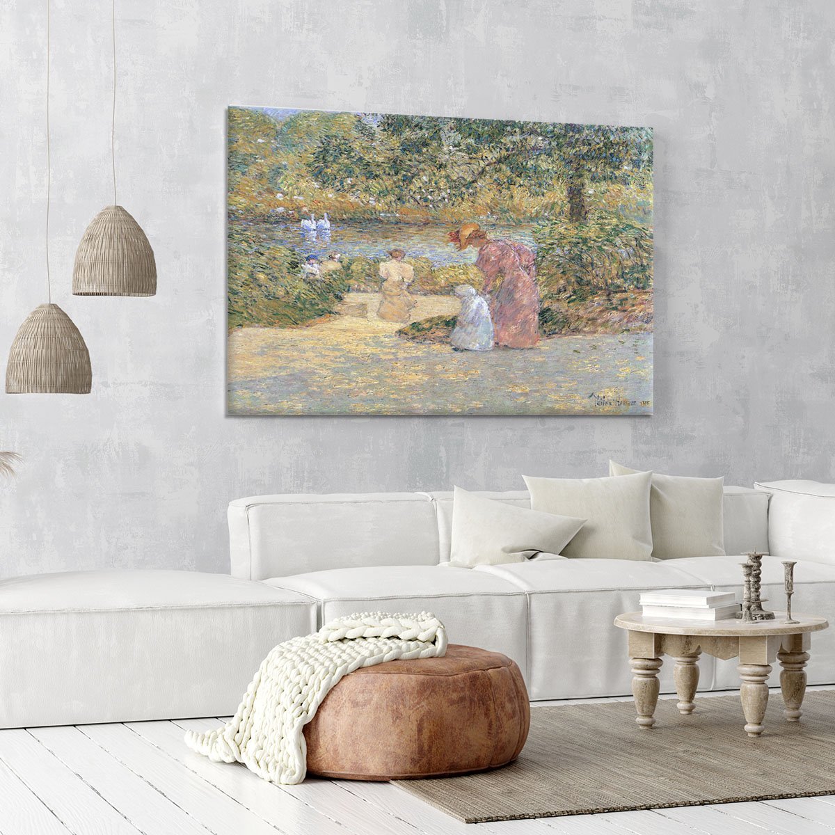 The staircase at Central Park by Hassam Canvas Print or Poster