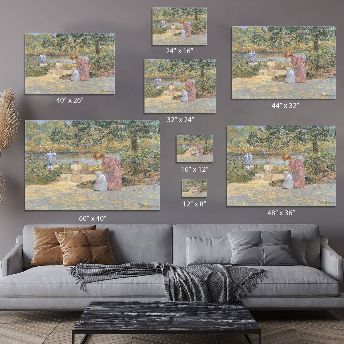 The staircase at Central Park by Hassam Canvas Print or Poster