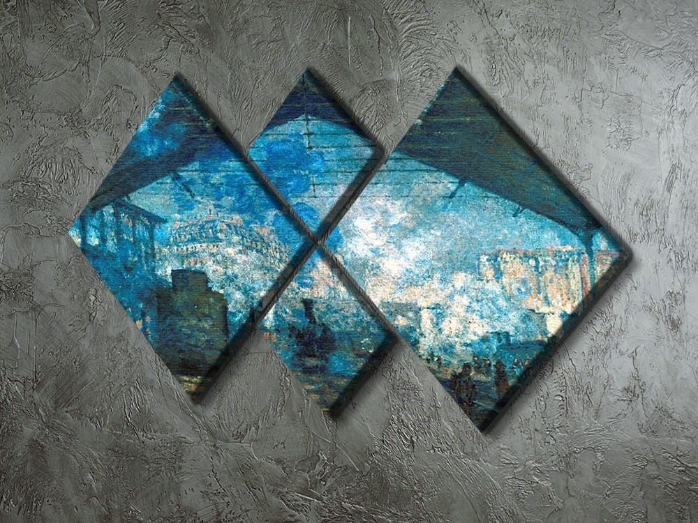 The station Saint Lazare by Monet 4 Square Multi Panel Canvas - Canvas Art Rocks - 2
