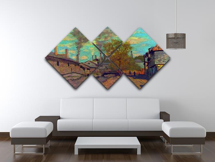 The stream of Robec by Claude Monet 4 Square Multi Panel Canvas - Canvas Art Rocks - 3