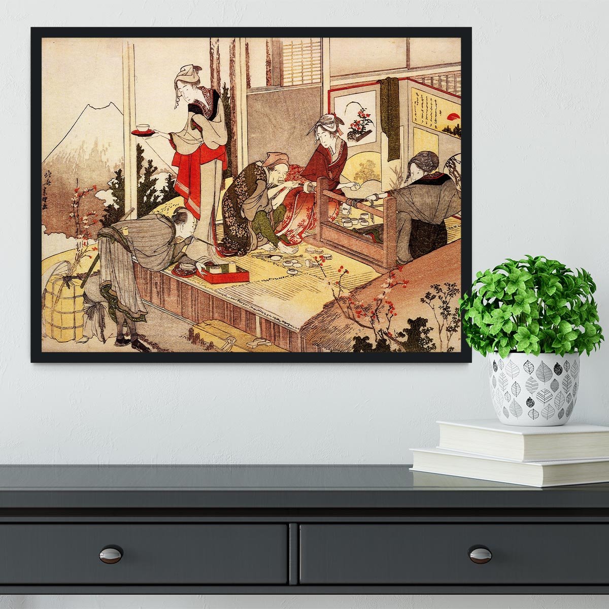 The studio of Netsuke by Hokusai Framed Print - Canvas Art Rocks - 2
