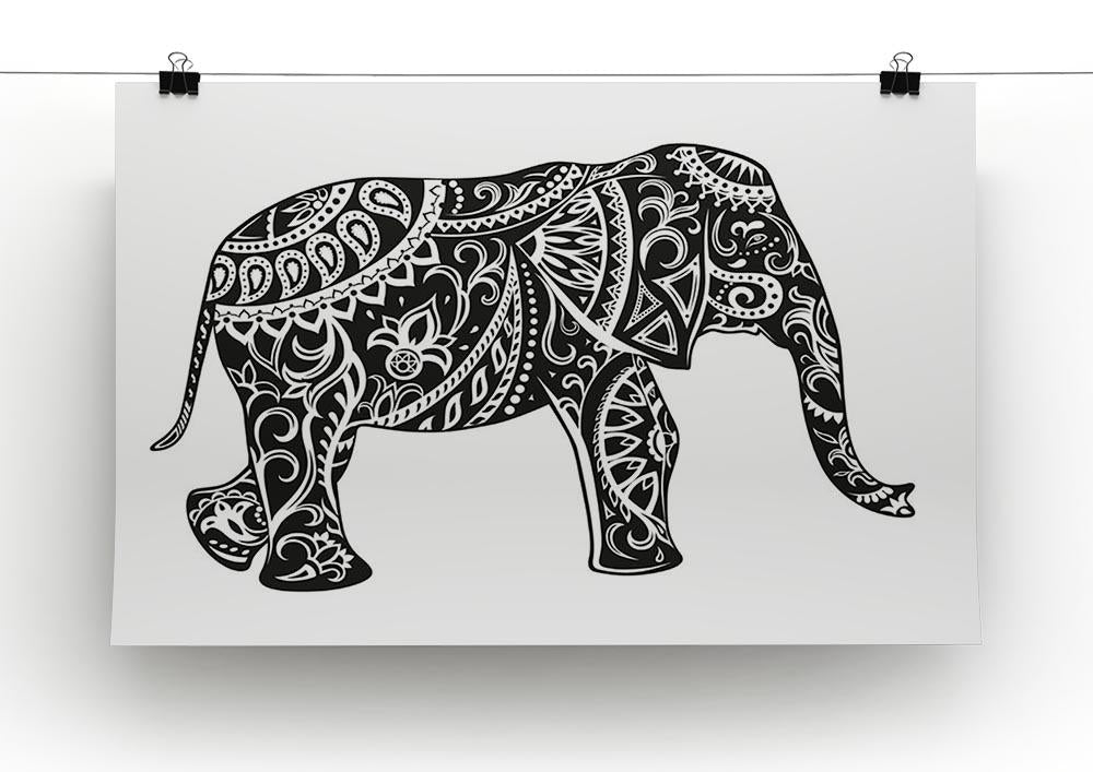 The stylized figure of an elephant in the festive patterns Canvas Print or Poster - Canvas Art Rocks - 2