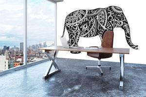 The stylized figure of an elephant in the festive patterns Wall Mural Wallpaper - Canvas Art Rocks - 3