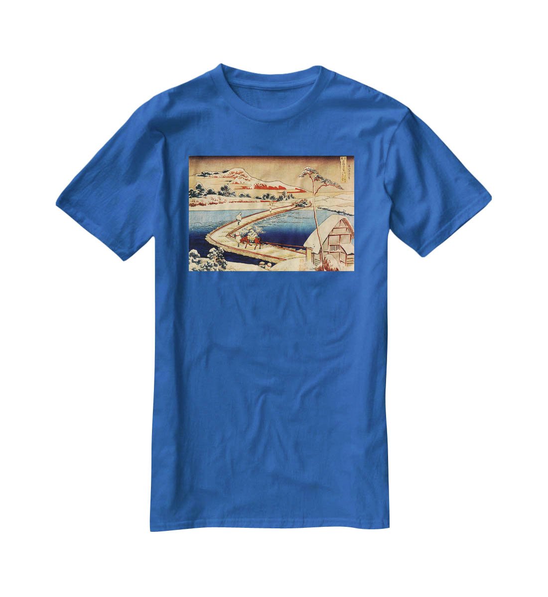 The swimming bridge of Sano by Hokusai T-Shirt - Canvas Art Rocks - 2