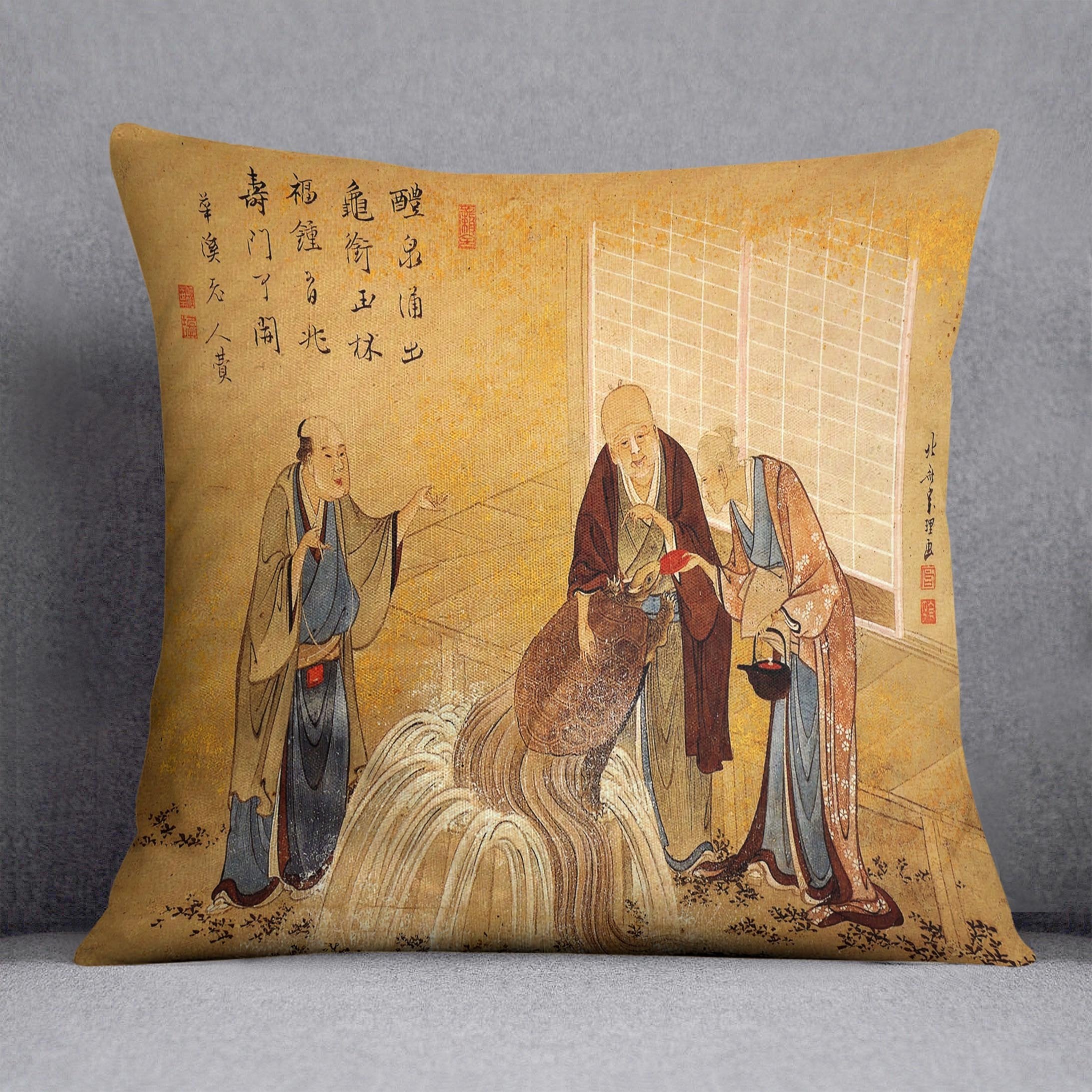 The thouthand years turtle by Hokusai Throw Pillow