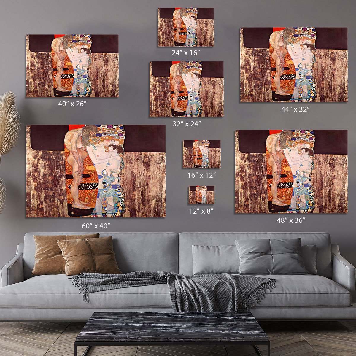 The three ages of a woman by Klimt Canvas Print or Poster