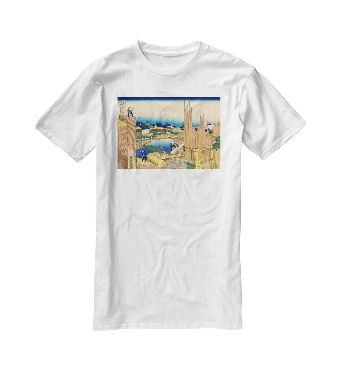 The timberyard at Honjo by Hokusai T-Shirt - Canvas Art Rocks - 5