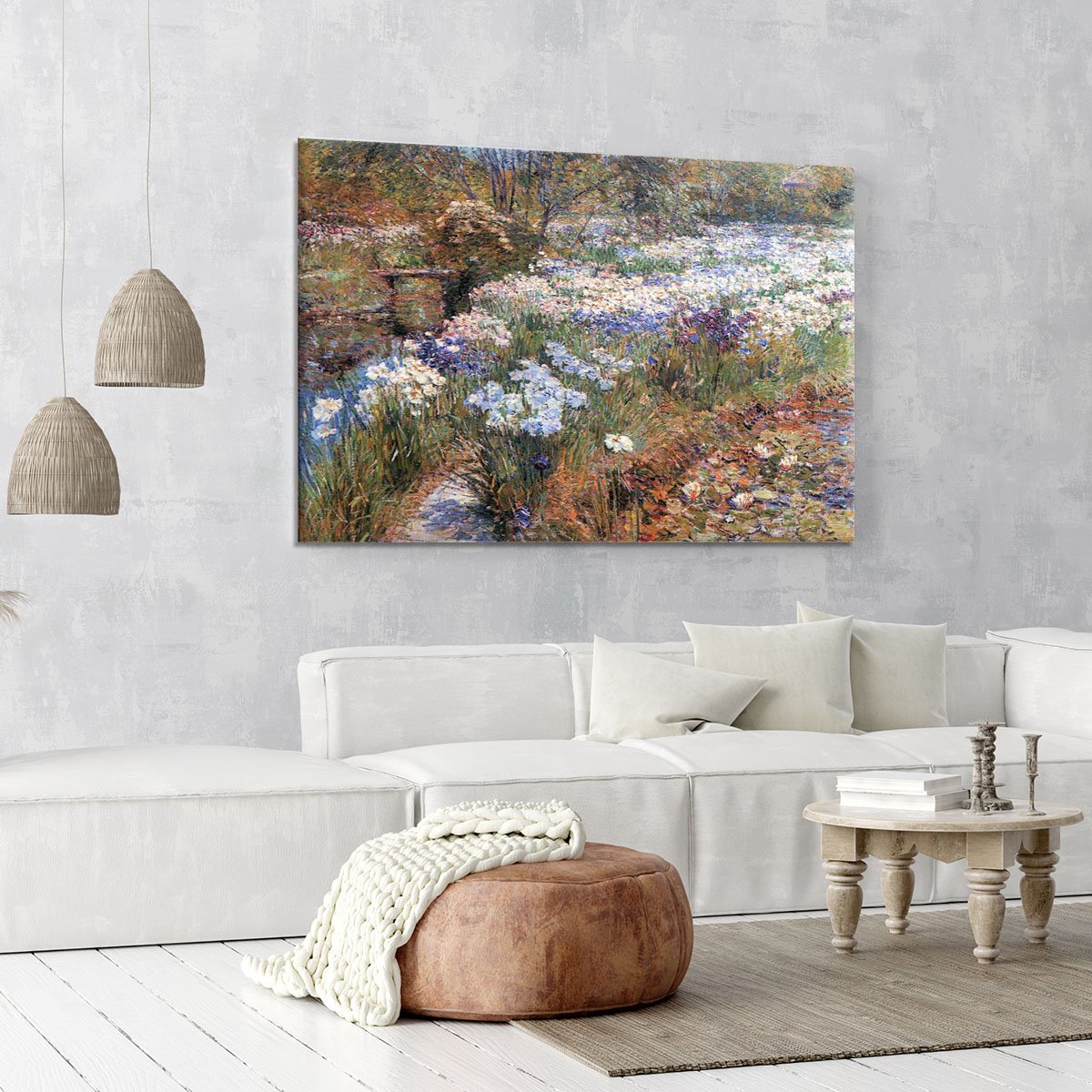 The water garden by Hassam Canvas Print or Poster